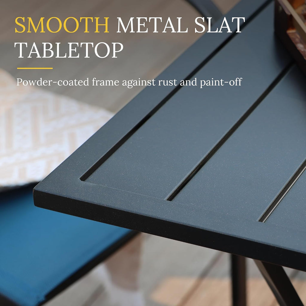 VICLLAX Small Square Outdoor Patio Table, All Weather Metal Outdoor Dining Table for Lawn Garden, 27.5"x 27.5" Patio Table for Outside, Black