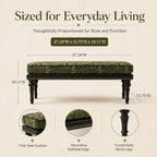 Forteek 47" End of Bed Bench, Traditional Upholstered Bedroom Bench with Removable Washable Jacquard Fabric Cover, Nailhead Trim, Vintage Accent Bench for Bedroom Living Room Entryway(Vintage Green)