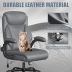 Ergonomic Office Chair, Big and Tall Office Chair, Executive Chair- Padded Leather Comfy Chair with Adjustable Lumbar Support & Flip-Up Arms, Swivel Chair for Home Office,2 Pack