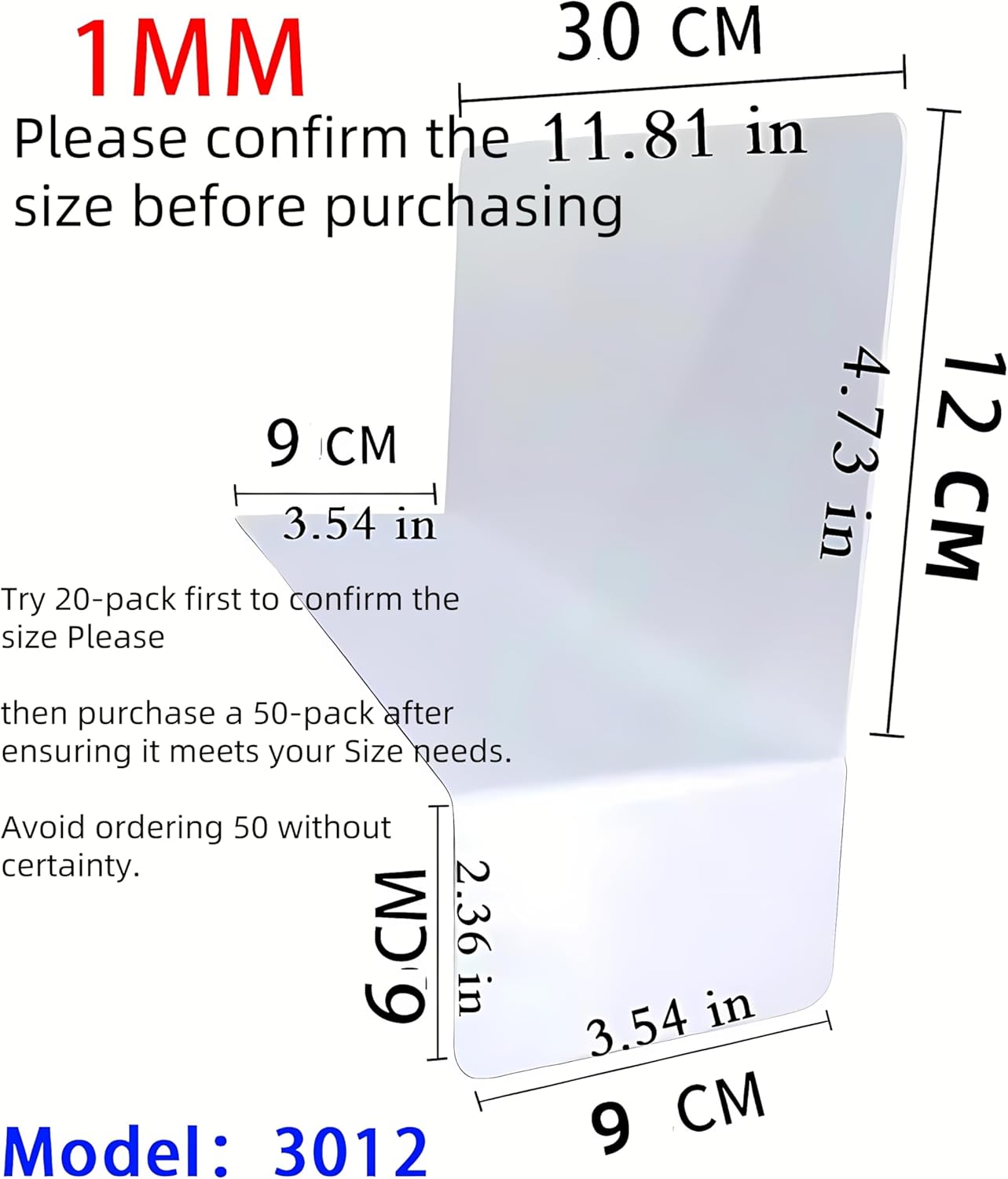 20 Pcs 30 * 12CM 1MM Separator Shelf Dividers Warehouse Shelf Isolation Board PVC Shelf Label for Supermarket Clothing Cabinet Storehouse Shelf, White