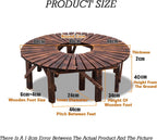 Tree Bench Wrap Around Park Seating Slatted Seat,Wooden Curved Benches,for Garden,Lawn,Patio & Backyard