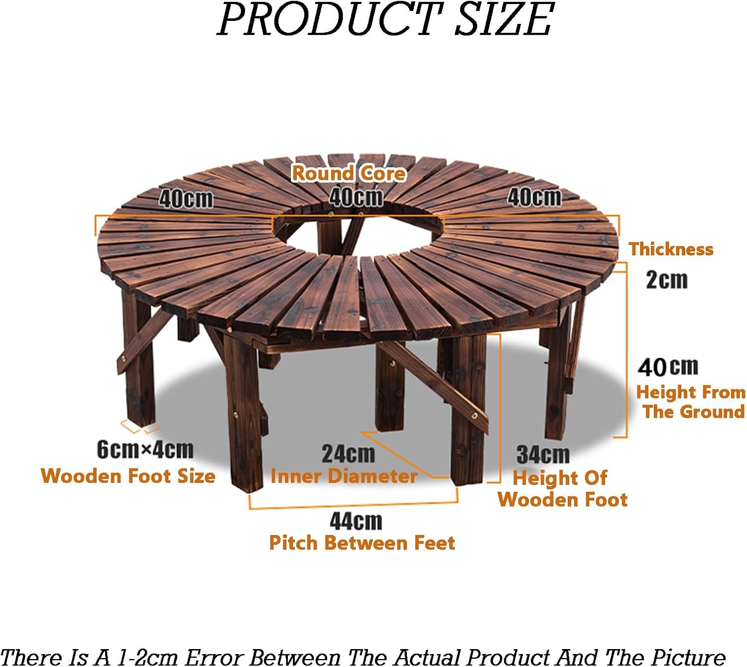 Tree Bench Wrap Around Park Seating Slatted Seat,Wooden Curved Benches,for Garden,Lawn,Patio & Backyard