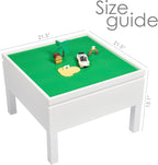 UTEX 3 in 1 Kids Activity Table with Storage, Kids Construction Play Table Compatible with Lego and Duplo Bricks, Chess Table for Building Block, Drawing, Crafts