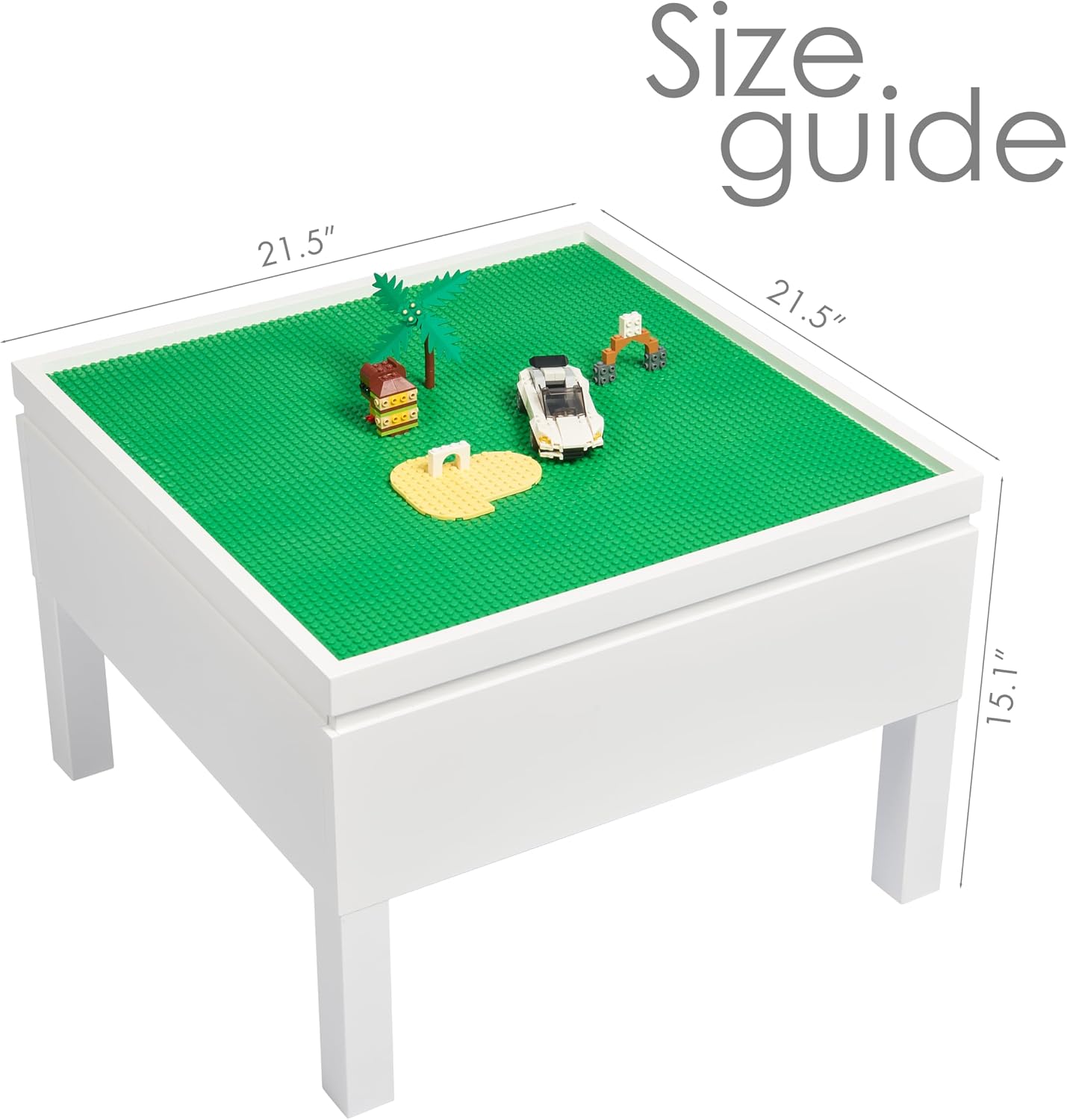 UTEX 3 in 1 Kids Activity Table with Storage, Kids Construction Play Table Compatible with Lego and Duplo Bricks, Chess Table for Building Block, Drawing, Crafts
