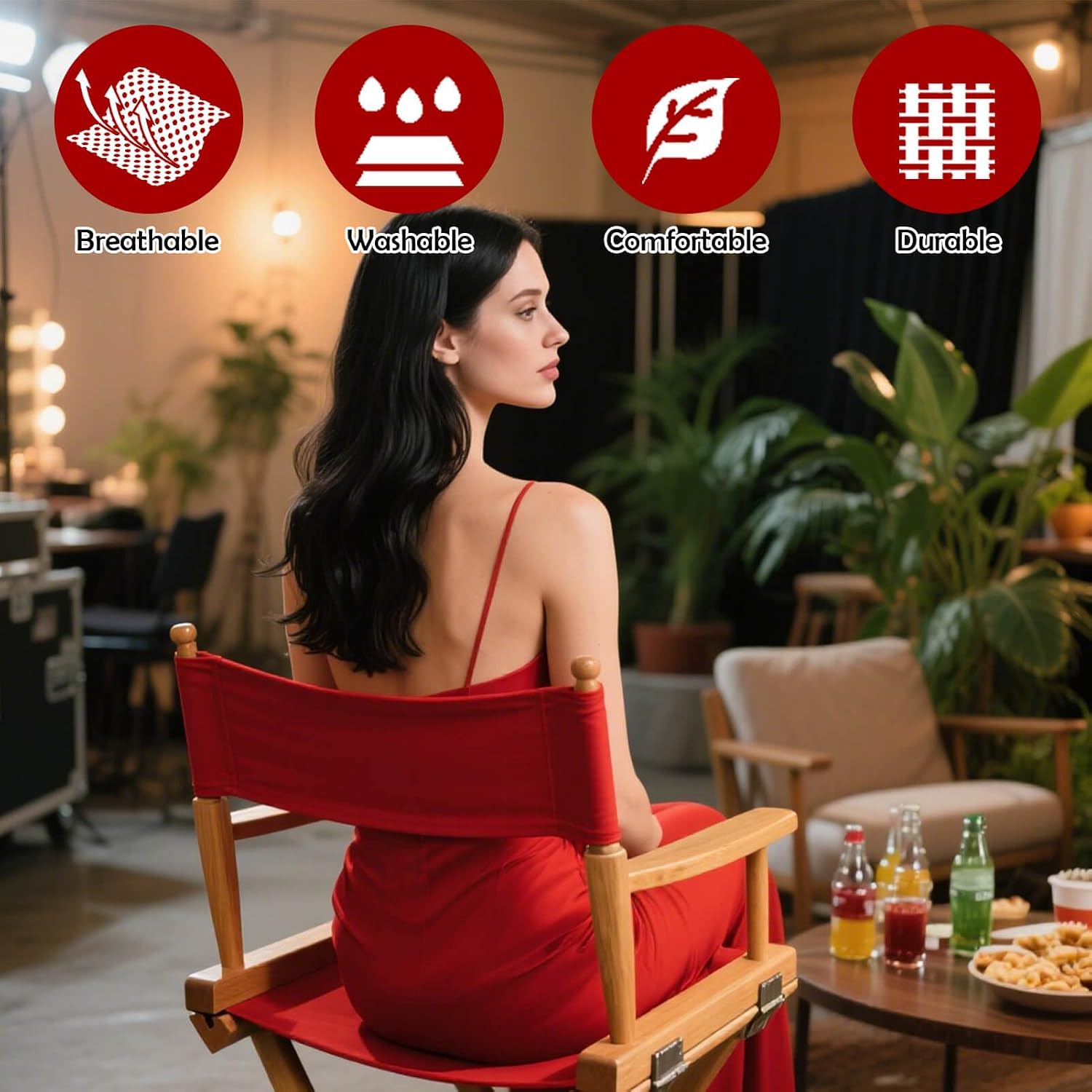 STAY GENT Director's Chair Canvas Replacement Kit 21" L x 8" W - 21" L x 16.5" W Replacement Canvas Durable Cotton Canvas Seat & Back Covers for Home,Model Artist,Makeup,Show Dressing Room, 1 Set Red