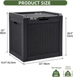 Lockable 32 Gallon Outdoor Storage Deck Box with Lid, Waterproof Resin Patio Seating Bench for Garden Tools, Cushions, Pool Toys, Black