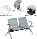 ide·o Airport Business Reception Hospital Chairs - Waiting Room Chair with Mesh Arms Reception Guest Chair for Salon Business Office Airport Hospital Bank Conference Room (2-Seat, Sliver-Mesh)