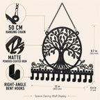 Personalized Tree of Life Wall Mounted Jewelry Organizer Metal Earring Holder Necklace Display Rack Decorative Jewelry Storage Hanger Space Saving Wall Decor for Bedroom Vanity Room Gift for Women