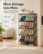 Space-Saving Angled Shoe Rack, 5/6-Tier Slim Entryway Organizer (5-Layer)