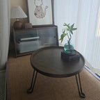 Round Coffee Table Sofa Side Table with Fluted Simple Center Table for Living Room, Farmhouse Cocktail Table End Table Multifunctional for Plant Shelf Indoor/Outdoor(Brown,40x40x32cm/16x16x13in)