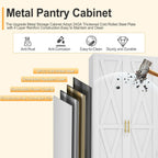 75.2" Tall Metal Kitchen Pantry Storage Cabinet, Freestanding Cupboard with 2 Doors and 5 Adjustable Shelves, Standing Storage for Kitchen, Bathroom, Garage, Dinning Room or Utility Room