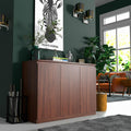 holzart 43" Walnut Brown Buffet Cabinet Sideboard with Storage - Modern 3-Door Wood Grain Kitchen Cupboard & Coffee Bar Station for Dining Room, Living Room - Adjustable Shelf, 43.3" W x 31.5" H