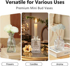 RUCKAE Glass Bud Vases Mini Flower Vase Small Vintage Vases for Centerpiece Table Wedding Decorations Home Decor Party(Transparent 12 Pack)
