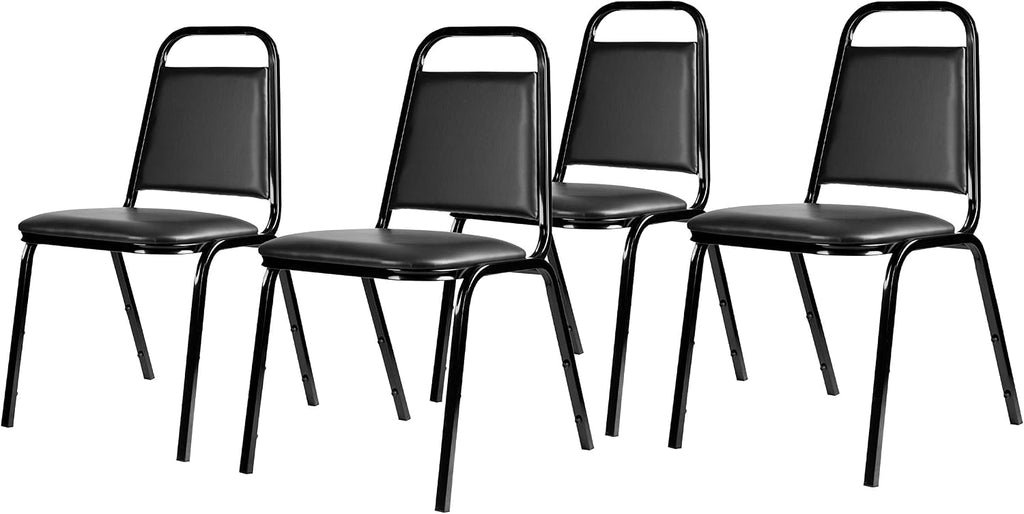 OEF Furnishings OEF9110-B/4 Banquet Chairs Premium Commercial Seating (4 Pack, Vinyl, Black, Black Frame)
