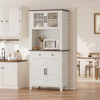 CAIBHOME Modern Kitchen Pantry Storage Cabinet, 72" Tall Coffee Bar Cabinet with 1 Large Storage Drawer, Kitchen Hutch Bar Cabinets, Dining Room, Living Room, White