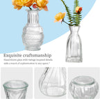 Glass Bud Vases Set of 16 - Assorted Small Mini Glass Vases for Flowers, Crystal Vintage Vase Set, Bulk Centerpieces for Table Décor, Wedding, Home and Events (Clear, 16 Pcs)