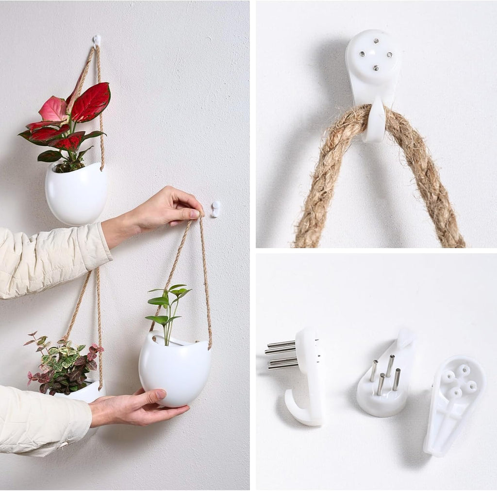 Set of 3 Ceramic Wall Planters Small Pocket Vases Hanging Decor | (paired with real or fake flowers) Wall Decor for Home Entryway, Hallway, Bathroom, Living Room, Dining Room, Office, Garden