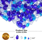 QYGL Sea Glass Stones - Blue Mixed Clear Glass Pebbles Gemstones - Perfect for Aquarium Rocks, Fish Tank Gravel, Vase Fillers, DIY Crafts, and Home Decor (0.9LB/14oz)