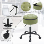 FIRAVOE Rolling Stools with Wheels (Chair & Small Table in One) (Adjustable Height Barber Chair 20.67"-24.61"), Green Ergonomic Stool with Storage