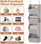 Wawocs 4 Shelf Hanging Closet Organizers and Storage for Kids 2 Packs, Grey | Hanging Shelves for Closet Organization, Hanging Closet Storage for Wardrobe Organizer, Closet Hanging Organizer for Bedroom