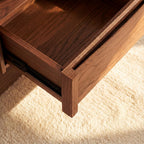 Hearth End Table with Travertine Top Oak Wood Nightstand with 3 Drawer Bedside Table Modern Wood Side Table with Storage White Oak Finish Brown Sofa Side Table for Living Room, Bedroom