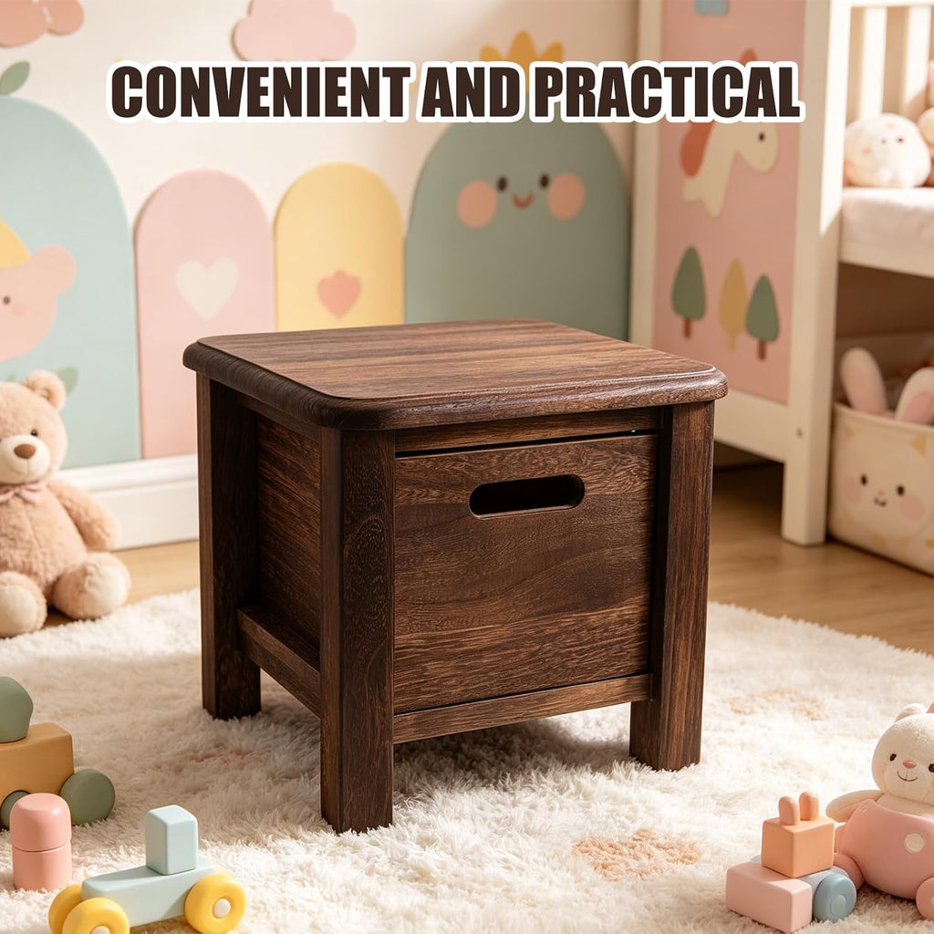 COLLBATH Wooden Storage Bench - Multipurpose Shoe Bench with Basket - Drawer Storage Ottoman Small Foot Stool for Entryway, Playroom, Living Room