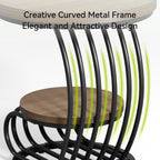 LITTLE TREE Round Side Table, Wood End Table with 2-Tier Storage Shelf, Accent Coffee Table, Creative Curved Metal Frame End Table for Small Spaces, Living Room, Bedroom, Light Brown + Black
