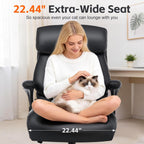 BOSMILLER Big and Tall Office Chair, Heavy Duty Executive Chairs with Adjustable Lumbar Support for Back Pain, Ergonomic Comfortable Computer Chair with Extra Wide Seat for Home Office, Black Pu