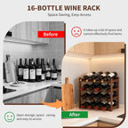 Wine Rack 16-Bottle Capacity, Space-Saving Countertop Wine Storage Organizer – Sturdy Bamboo Wine Holder for Kitchen, Bar,Cabinets & Pantry, Easy Access & Clutter-Free Organization(4-Tiers)