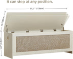 51.2" Storage Chest Extra Large,Storage Bench with 2 Safety Hinges,Wooden Shoe Bench,51.2x15.7x18.3 Inch,Easy Assembly,Storage Bench for Bedroom,Living Room,entryway(White Cream)