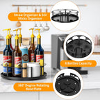 Coffee Syrup Organizer 8 Bottles, Rotating Coffee Syrup Holder with Stirrers Storage for Syrup Bottles, Cup and Lid, Wine Display, Syrup Rack Stand for Coffee Bar Organizer, Kitchen