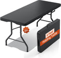 6FT Folding Table with Carrying Handle: Upgrade Thickened Heavy Duty Portable Foldable Table | Perfect Plastic Tables for Party, Dining, Wedding, Events, Picnic Indoor, Outdoor, Camping, Utility Black