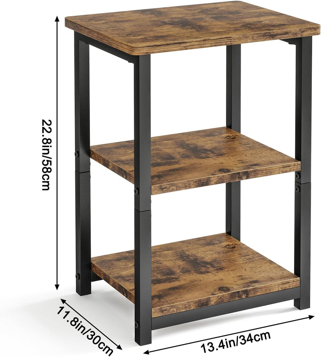 TOMNK 2PCS Side Table 3-Tier Small End Table，Brown