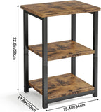 Whonline Side Table 3-Tier Small End Table, Brown