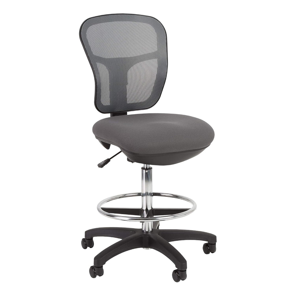 Norwood Commercial Furniture Adjustable-Height Office Mesh Drafting Chair with Chrome Footrest Ring & Optional Arms