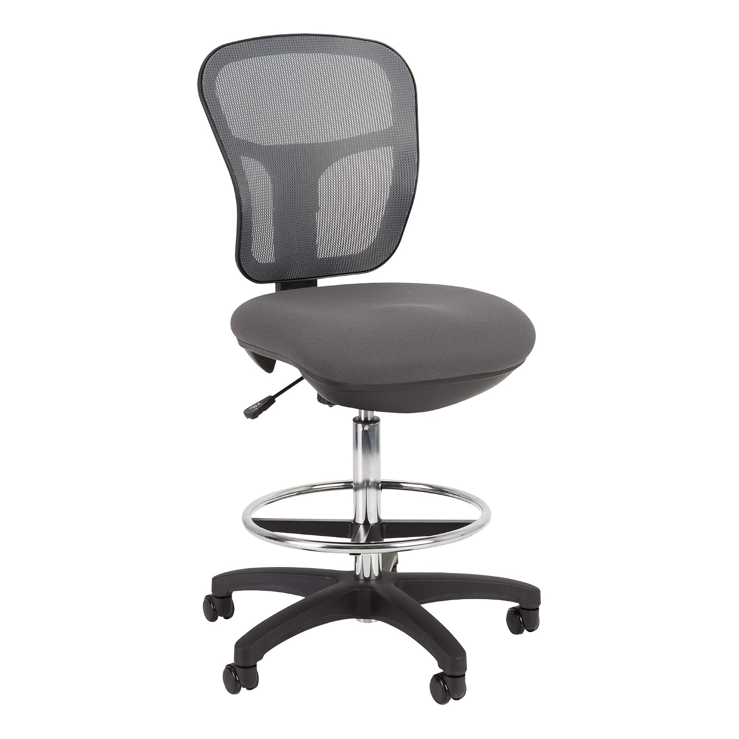 Norwood Commercial Furniture Adjustable-Height Office Mesh Drafting Chair with Chrome Footrest Ring & Optional Arms