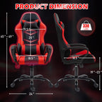ECOTOUGE Gaming Chair, Ergonomic Computer Gamer Chair with Massage Lumbar Support & Rocking High Back, 360° Swivel Video Game Chair for Gaming or Office, Height Adjustable (Red)