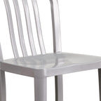 Flash Furniture Gael Commercial Grade 2 Pack 24" High Silver Metal Indoor-Outdoor Counter Height Stool with Vertical Slat Back