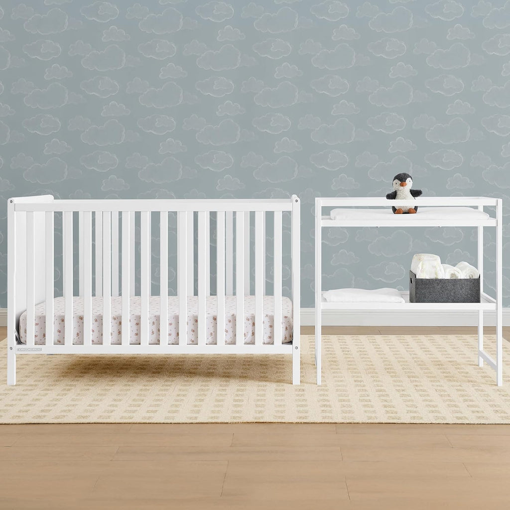 Delta Children Ruby 6-in-1 Convertible Crib & Changing Table 2-Piece Set - Greenguard Gold Certified, Bianca White