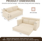 GRUSIGN 71" Boneless Loveseat Couch,Chenille Pullout Futon Couch,4 in 1 Folding 3 Seater Sofa Bed for Living Room,Boneless Cloud Couch with Storage Pocket & 2 Pillows,Beige