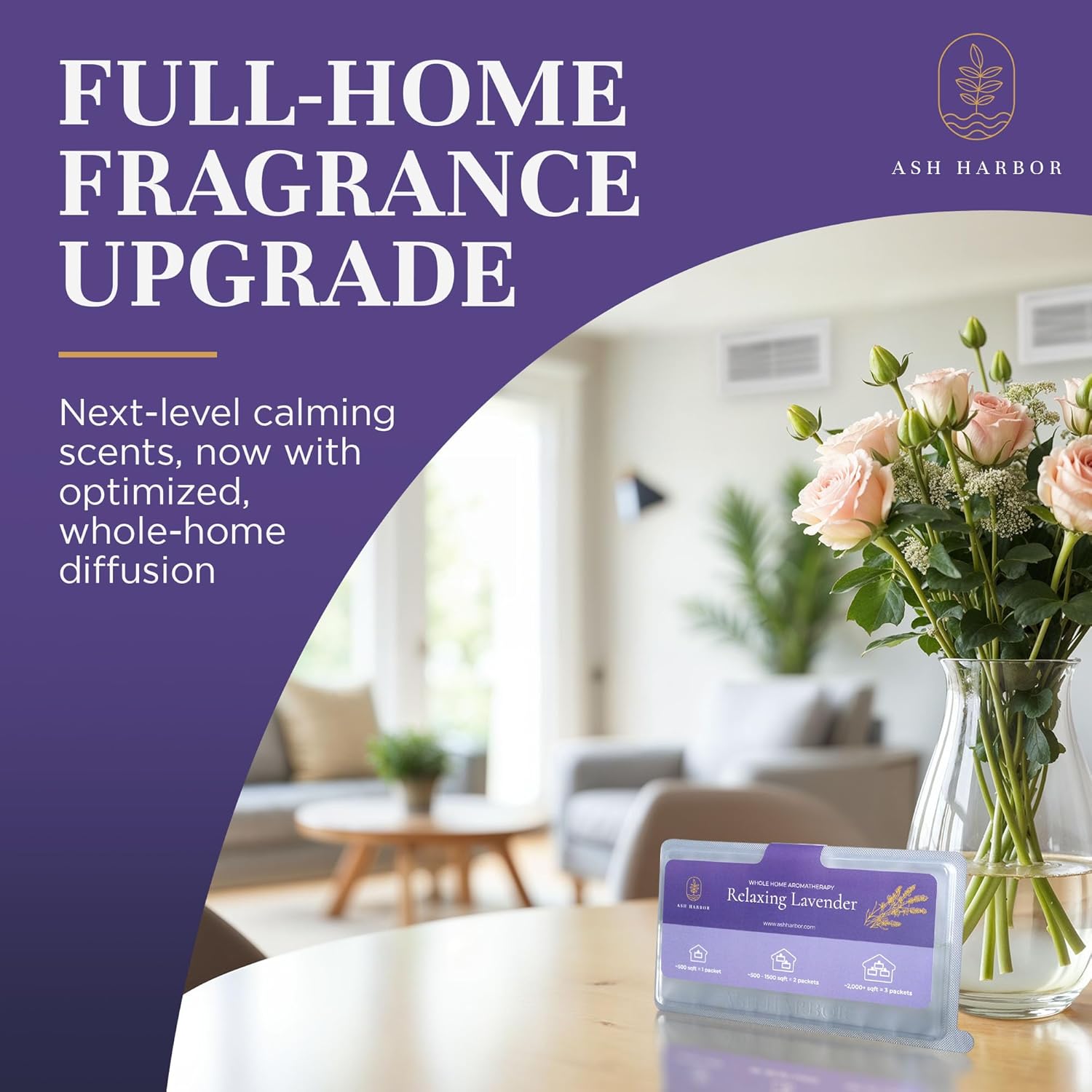 Relaxing Lavender Whole Home Aromatherapy | Furnace Filter Scent & AC Air Freshener Whole House | HVAC Duct Odor Eliminator for Lasting Freshness | Filter Fresh 6 Pack by Ash Harbor