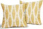 Sweetshow Yellow Boho Pillow Covers 18x18 Set of 2 Bohemian Ethnic Geometric Herringbone Print Decorative Throw Pillows Outdoor Pillowcase Square Linen Farmhouse Cushion Case Decor for Couch Sofa Bed