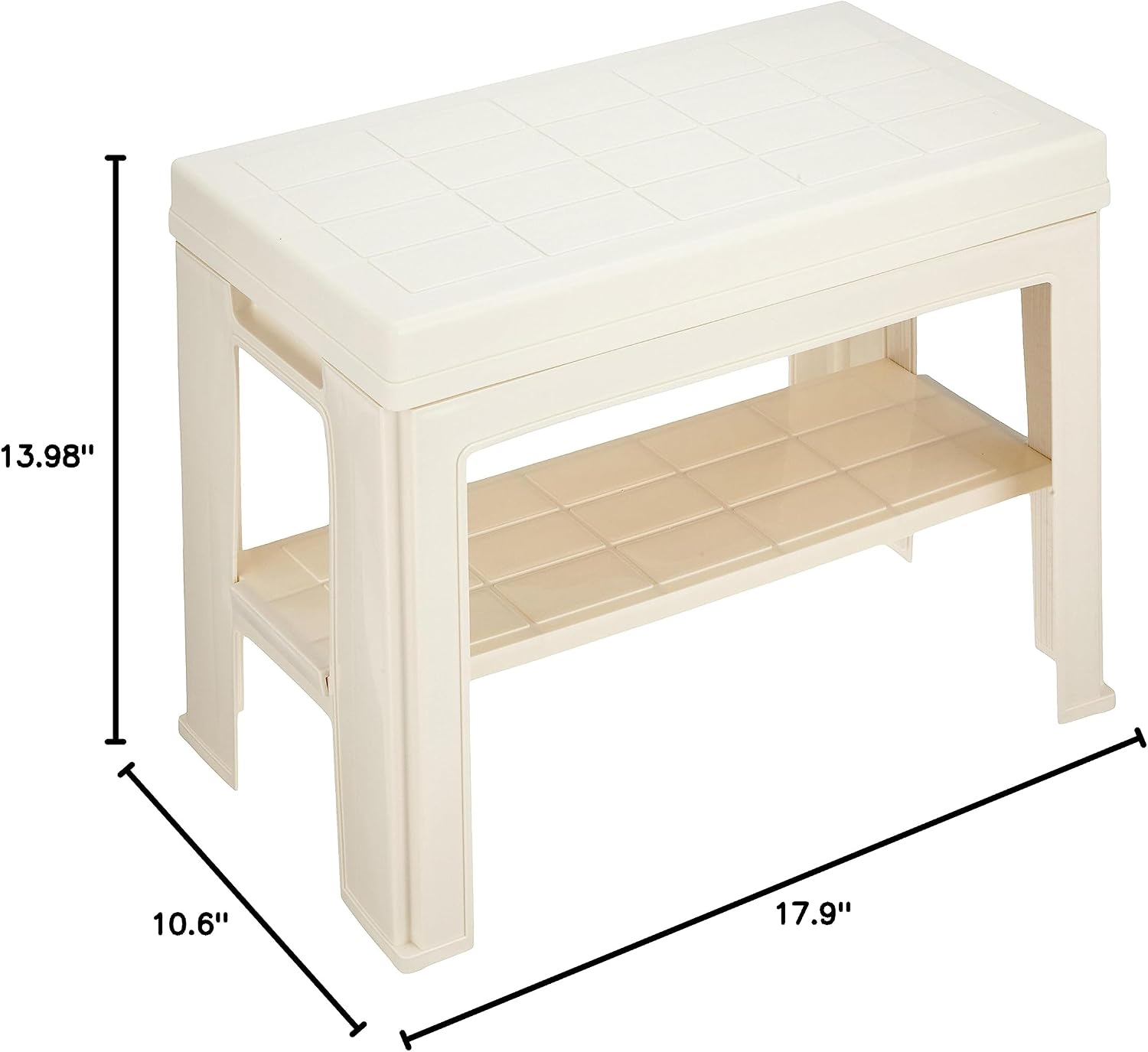 Like-IT Shoe Storage, Entrance Bench, Approx. Width 17.9 x Depth 10.6 x Height 14.0 inches (45.5 x 27 x 35.5 cm), Ivory Made in Japan