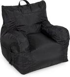 Big Joe Dorm Bean Bag Chair with Drink Holder and Pocket, Black Smartmax, Durable Polyester Nylon Blend, 3 feet