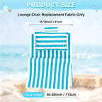 Beach Sling Chair Replacement Canvas, 16x44.5 Inch Folding Lounge Chair Fabric with Pillow for Beach/Sunbathing/Courtyard/Garden [Pinstripe Sky Blue, Only Replacement]