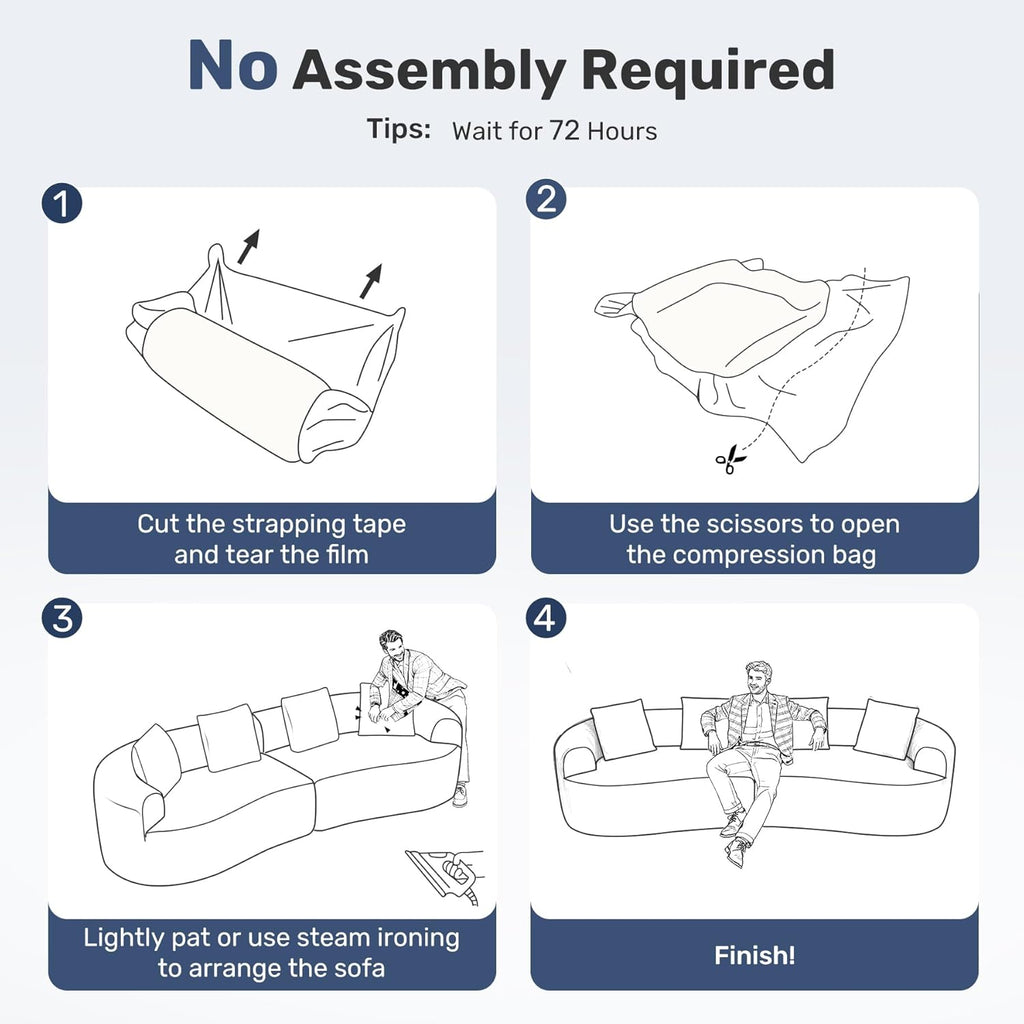 110” Modern Curved Sofa,Oversized Couch for Living Room,Cloud Couch with Boneless Couchs,Modular Sectional Sofa with Deep Seat,No Assembly Required,Black