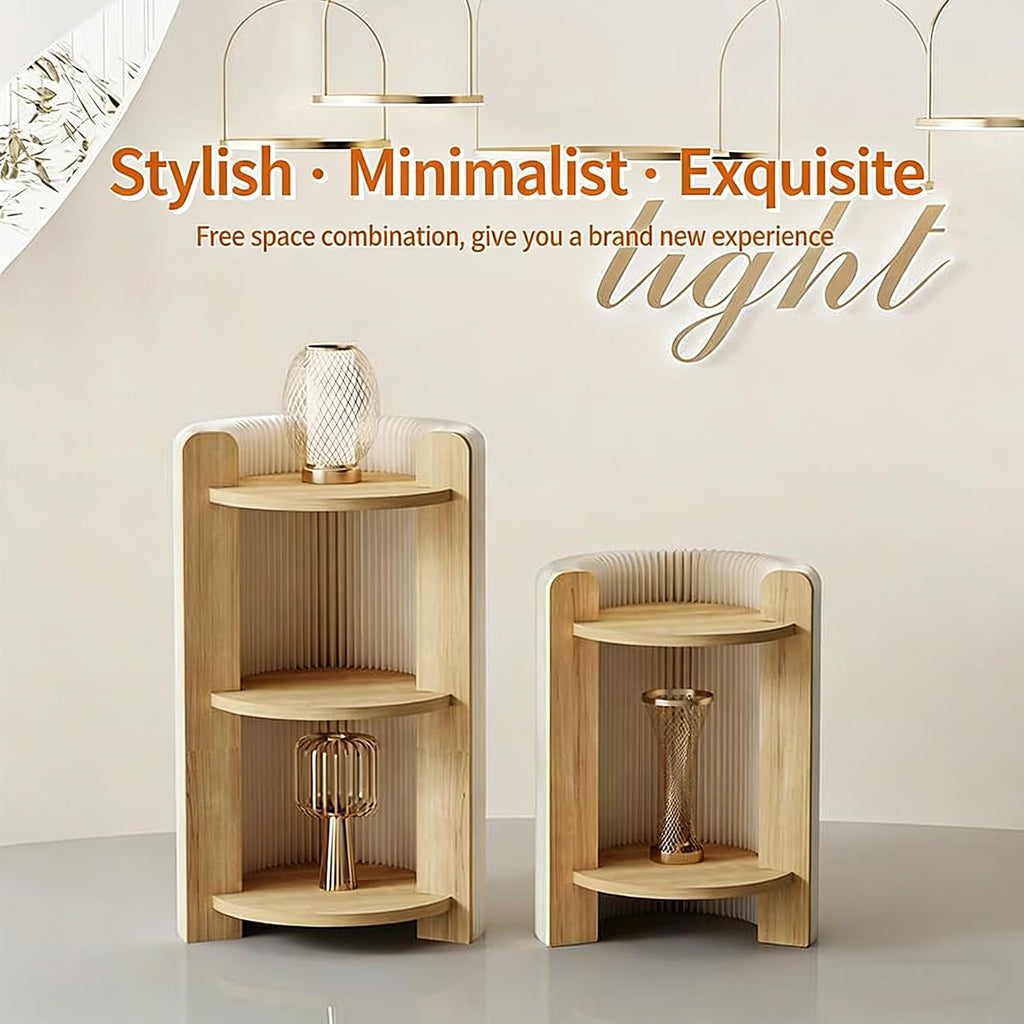 3-Tier Side Table with Open Shelves, Small End Table for Living Room Bedroom Bathroom, Space-Saving Nightstand for Small Spaces, Easy No Tools Assembly