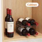 Lifewit Plastic Stackable Wine Rack for refrigerator, Cabinet, Countertop,Wine Bottle Holder, Water Bottle Organizer for Fridge, Pantry, Black, Hold 4 Bottles