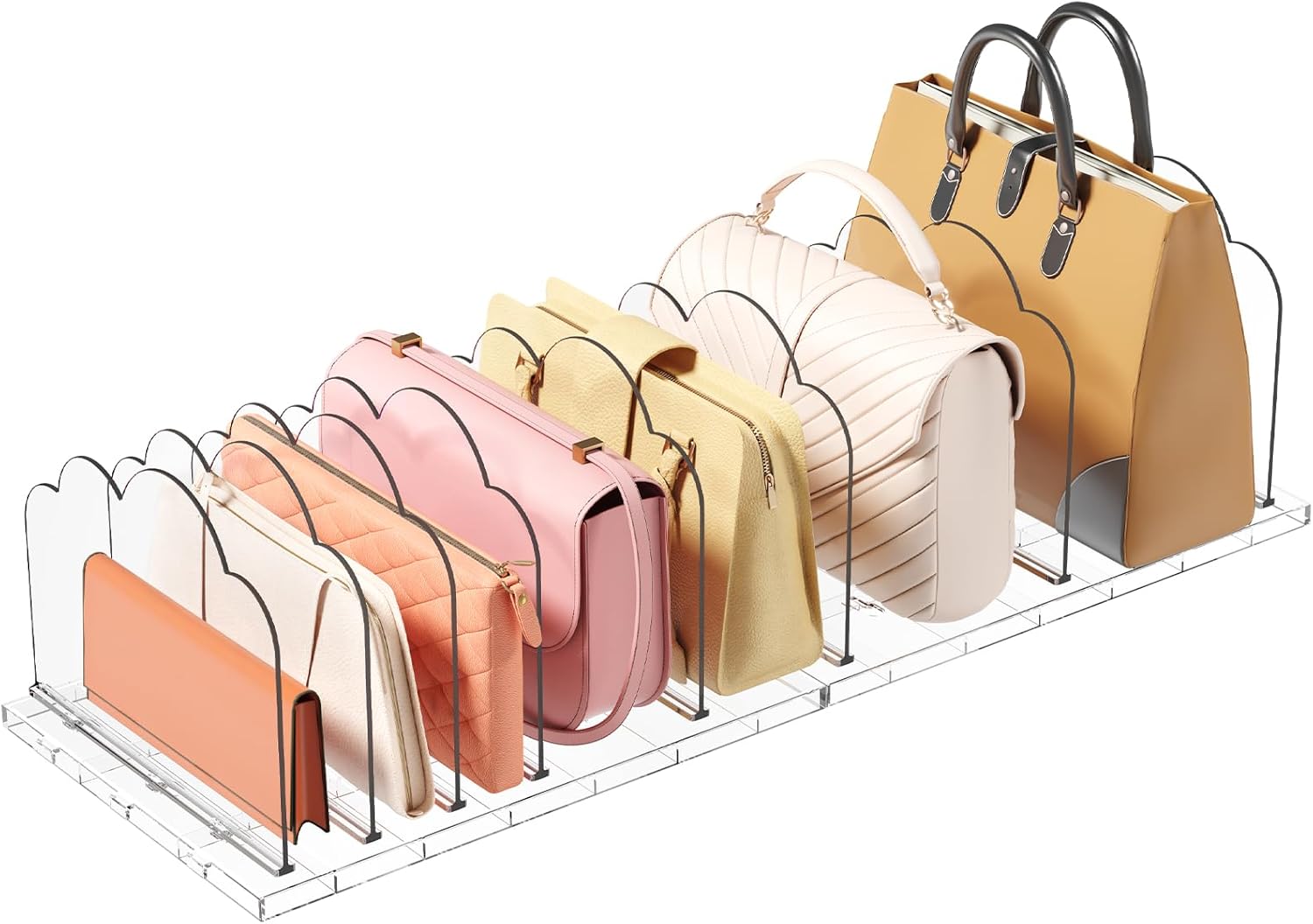 Lifewit Purse Organizer for Closet, Clear Handbags Storage Organizer, Adjustable Clutch Purse Storage Organizer Holder for Closet, 2 Pack Bookshelf Dividers for Sweater in Bedroom 35 x 24 cm/14 × 9.5"