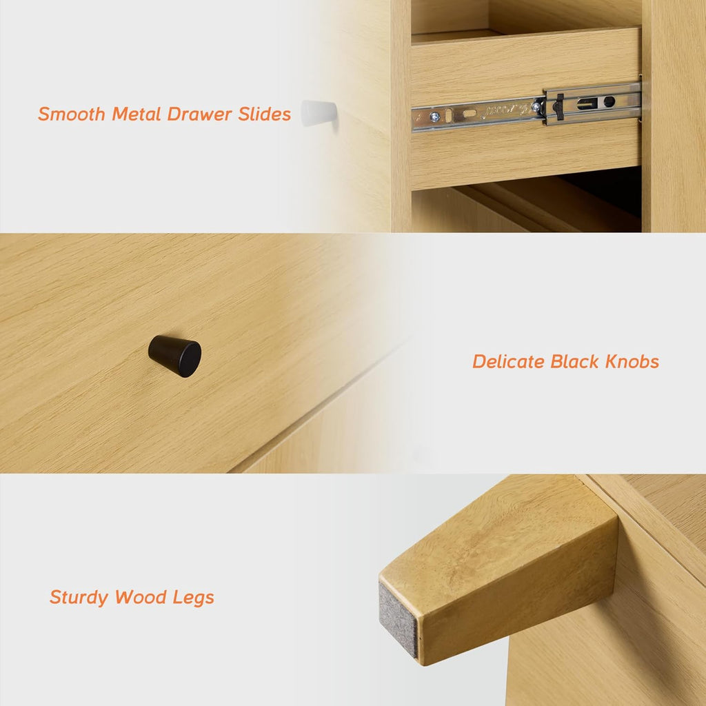 WAMPAT Large Sideboard Buffet Cabinets with Drawers and Doors for Dining Room, 94.4" Wide 4-in-1 Modern Oak Wood Credenza Console Tables with Adjustable Storage Shelves for Kitchen, Living Room